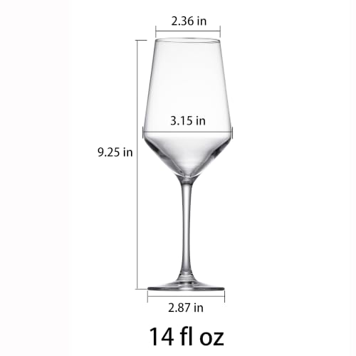 Wine Glasses Set of 4, 14oz Lead-free Red / White Wine Glass With Stem | Thin Rim, Long Stem, Universal Wine Glass for Bordeaux, Pinot, Merlot, Cabernet, Chardonnay, Gifts for Wine Lovers