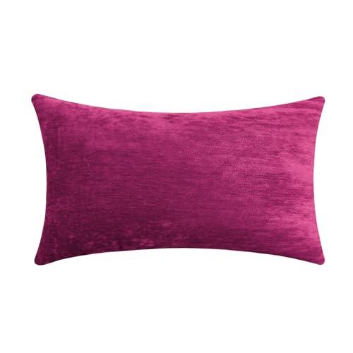 Jeneoo Fuschia Pink Decorative Throw Pillow Covers Soft Chenille Comfy Long Lumbar Couch Cushion Cases for Living Home Sofa Decor (Set of 1, 14 x 26 Inches) - color: Fuschia Pink, size: 26" x 14" (Pack of 1)