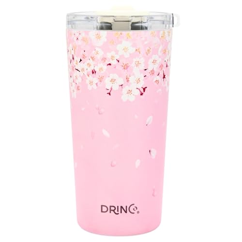 Drinco - 20 oz Stainless Steel Tumbler | Double Walled Vacuum Insulated Mug With Lid, 2 Straws, For Hot & Cold Drinks (20oz Sakura) - color: 20oz Sakura