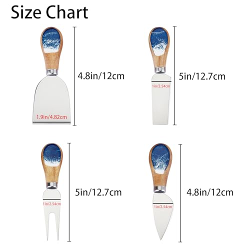 Cheese Knives Set with Wooden and Resin Handle, Mini Steel Stainless Cheese Knife with Wood Set for Charcuterie and Cheese Spread, Perfect for Cheese Slicer and Butter Cutter (Green, 4pcs)