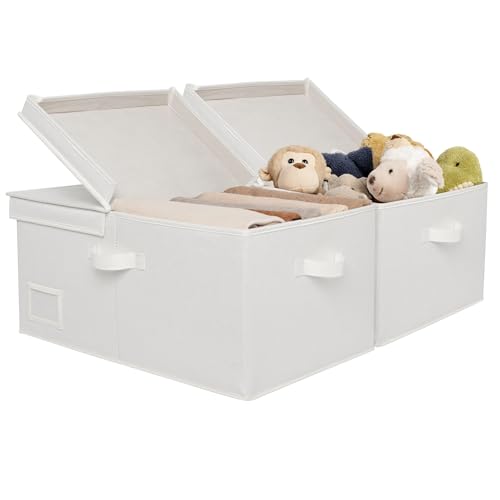 GRANNY SAYS Fabric Storage Bins with Lids, Decorative Storage Boxes, Closet Basket for Shelves, Extra Large Storage Bins for Clothes, Toy Storage Chest, Ivory, 2-Pack - color: Ivory, size: Extra Large - 2 Pack