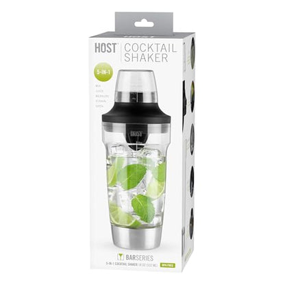 Host All in One Cocktail Shaker Set with Measurements, Reamer, Bottle Opener, Strainer and Jigger for Cold Brew Cocktails, Home Bar, Bartending, Camping, Picnic, Outdoor Party, On the Go, 18 oz - style: All in One Shaker