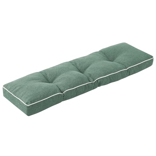 IPYNBAP Bench Cushion, 42 x 16 Inch Patio Furniture Cushions with Durable Ties, Soft Memory Foam Bench Cushions for Indoor/Outdoor Furniture with Non-Slip Bottom, Kitchen&Dining, Green - color: Green, size: 42*16+4”