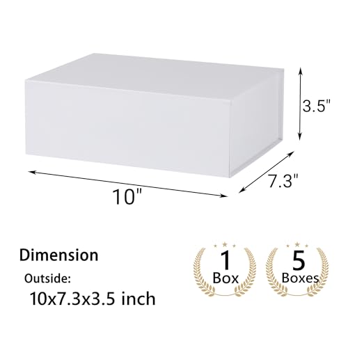 White Gift Box,10x7.3x3.5 Gift Boxes With Lids For Presents Includes Ribbon And Diy Printable Sticker Paper,Bridesmaid Proposal Box,Magnetic Gift Box For Birthday,Wedding,Graduation - color: 10x7.3x3.5inch-White-Pack 1