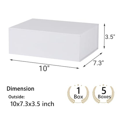 White Gift Box,10x7.3x3.5 Gift Boxes With Lids For Presents Includes Ribbon And Diy Printable Sticker Paper,Bridesmaid Proposal Box,Magnetic Gift Box For Birthday,Wedding,Graduation - color: 10x7.3x3.5inch-White-Pack 1