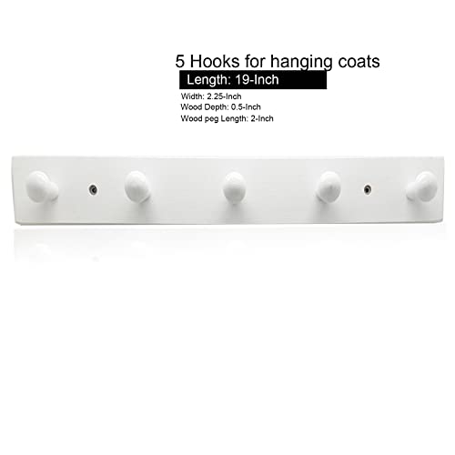 Coat Hooks Wooden Peg Rack for Play Room Wall Mounted Coat Rack Hangers for Coats, Jackets, Hoodies, Bath Towels & Robes - Wall Coat Hooks for Nursery Room Bedroom Bathroom