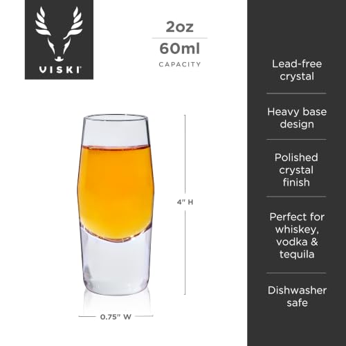 Viski Heavyweight Crystal Shot Glasses Set of 2 for Whiskey, Vodka, Tequila, 2 oz Handmade Home Bar Glasses Gift Set for Bachelor or Bachelorette Party, Groomsmen Gifts, Birthday & Wedding Gifts - style: Heavyweight Shot Glasses