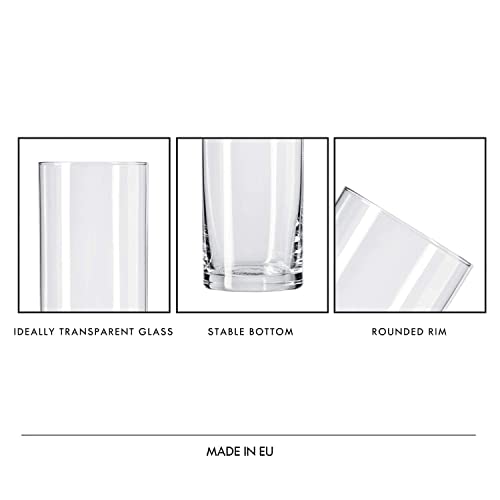 Krosno Tall Drinking Glasses Set of 6 – 6.8 oz Highball Glasses for Water, Juice & Drinks, Clear Glassware, Balance Collection, Elegant Everyday Tumblers, Dishwasher Safe, Made in Europe