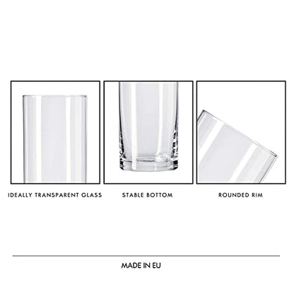 Krosno Tall Drinking Glasses Set of 6 – 6.8 oz Highball Glasses for Water, Juice & Drinks, Clear Glassware, Balance Collection, Elegant Everyday Tumblers, Dishwasher Safe, Made in Europe