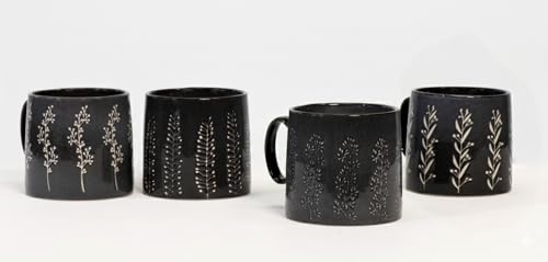House Beautiful Versatile Classic Stoneware Mug Set - 20 oz, Set of 4 (Timeless Impressions) - color: Timeless Impressions