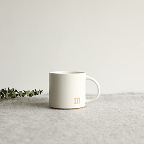 COLLECTIVE HOME Ceramic Coffee Mug, 15 oz Monogram Cup with Gift Box(m) | Dishwasher Safe, Engraved Gold Letter , Personalized Housewarming Birthday Present, Christmas Thanksgiving Mothers Day Gifts - color: gold-m