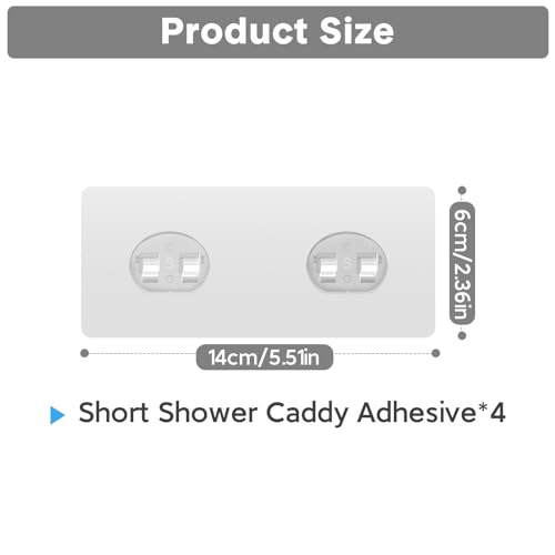 4 Pack Shower Caddy Adhesive Replacement, Strong Adhesive Hooks for Shelf, Waterproof Shower Adhesive Strips, No Drilling, for Bathroom Storage Shelves and Kitchen Racks - color: Transparent-4 Pack 2 Hooks