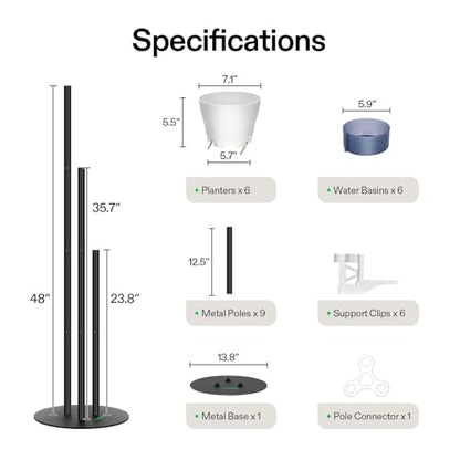 VIVOSUN Metal Plant Stand, 6-Tier Vertical Planter Tower with Self-Watering | Modular Shelf for Indoor & Outdoor Use - size: 6-Tier-White