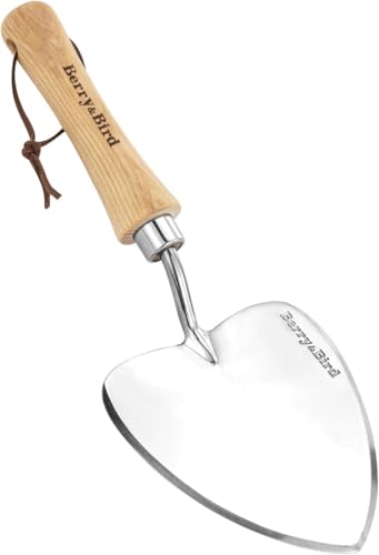 Berry&Bird Perennial Trowel, Oversized Garden Potting Trowels with Sharp Blade Wood Hand Shovel, Stainless Steel Planting TSpade Gardening Tool for Roots,Digging,Transplanting - color: Oversize Perennial Trowel