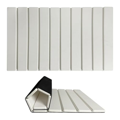Foldable Stone Bath Mat Quick Drying Diatomaceous Earth Rubber Backing | 23.6 x 15.4 inch, Non-Slip Shower Mat, Super Absorbent, Easy to Clean, Bathroom Mat, Kitchen Rug, Water Absorbent Mat - color: White