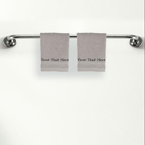 Personalized Custom 2-Piece Washcloths Set – 100% Cotton, Soft & Absorbent – Embroidered Name or Monogram – Hotel Towels for Bathroom, Spa, Hotel, Wedding & Gift – Grey - color: Grey, size: 2 Washcloths