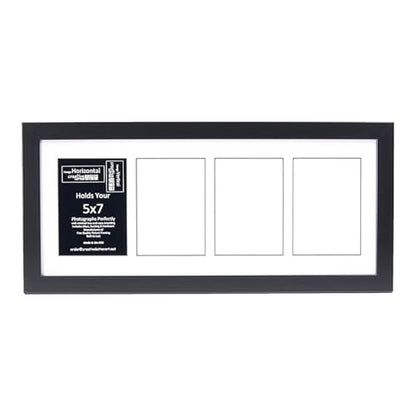 Creative Letter Art 4 Opening Glass Face Black Picture Frame to hold 5 by 7 inch Photographs including 10x24-inch White Mat Collage - color: 4 opening, size: Black w/ White