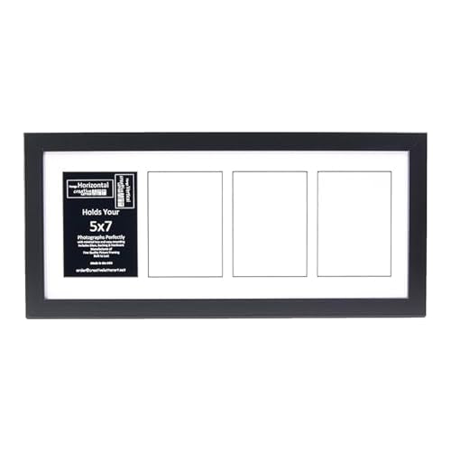 Creative Letter Art 4 Opening Glass Face Black Picture Frame to hold 5 by 7 inch Photographs including 10x24-inch White Mat Collage - color: 4 opening, size: Black w/ White
