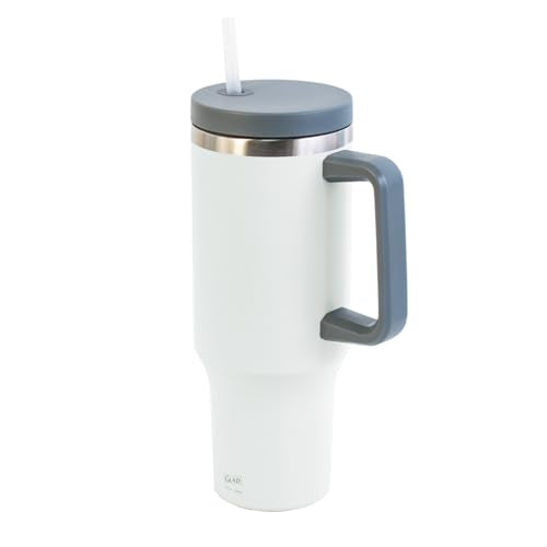 Glad Pioneer Stainless Steel Tumbler with Lid and Straw - Double Walled Insulated Cup with Handle - Leak Resistant & Cup Holder Compatible, Drinks Stay Cold All Day, 40oz, Grey - color: Gray, size: 40 Ounces