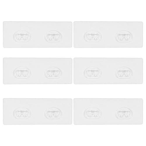 6 Pack Shower Caddy Adhesive Replacement, Shower Shelf Strong Adhesive Hooks, No Drilling, Transparent WaterProof Strips for Bathroom Shelves and Soap Holder - color: 6 Pack Double Hooks