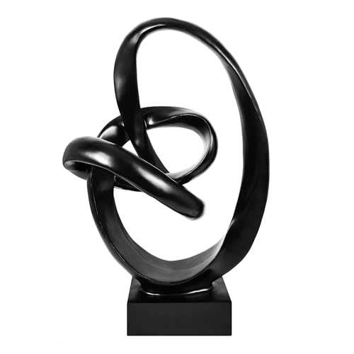 Knot Sculptures, Modern Coffee Table Statues, Abstract Center Piece for Home Office, Dining Living Room Desk Decor, Bookends, 15.5 x 10.5 inch, Black - color: Black