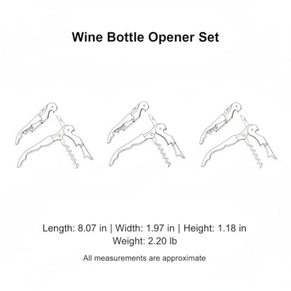 Home Bar & Dining Room Essential: 4-Piece Stainless Steel Wine Opener Kit with Corkscrew, Foil Cutter, Pourer, and Stopper