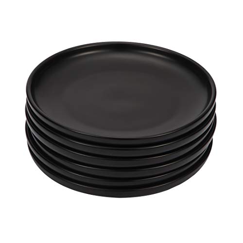 6 Inches Small Appetizer Plates Matte Porcelain, Elegant Mini Size Round Serving Plates for Dessert, Salad, Snacks, Set of 6 (Black)