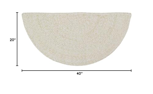 Super Area Rugs Farmhouse Braided Rug Cotton Kitchen Reversible Carpet Yellow & White, 20" X 40" Half Circle - color: Yellow & White, size: 1'8" x 3'4" (Semicircular)