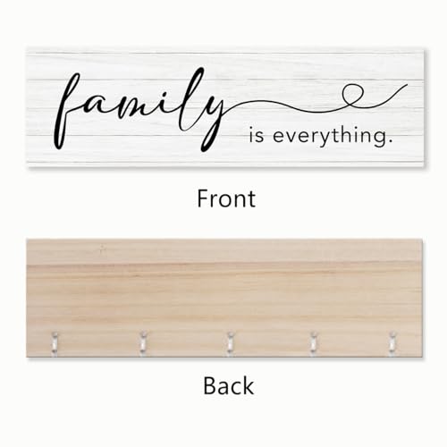 Family is Everything Photo Hanging Display Board with 16 Clips, Rustic Wood Picture Collage Frame with Tassels Farmhouse Wall Decor - color: Family Is Everything