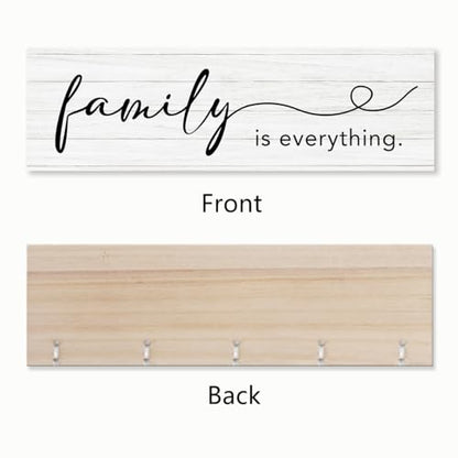 Family is Everything Photo Hanging Display Board with 16 Clips, Rustic Wood Picture Collage Frame with Tassels Farmhouse Wall Decor - color: Family Is Everything