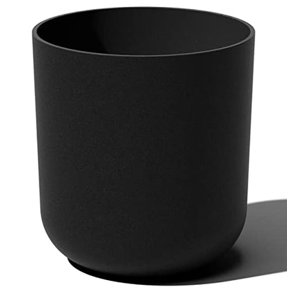 Veradek Round Black Plastic Planter Pots for Indoor/Outdoor Garden Use, with Drainage Holes, Suitable for Small to Large Succulent Plants, Flowers, Modern Interior Plants | Made From a Durable Plastic-Stone Composite With Pre-Drilled Drainage Holes. Moder