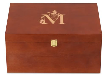 InnoBeta Personalized Keepsake Box, Wooden Storage Boxes, Large Keepsake Boxes with Lid for Memory Treasure, Initial M - color: Initial M
