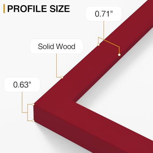 Vittanly Solid Wood 8x10 Picture Frames Set of 4, Red | 5x7 Picture Frame with Mat, Gallery Wall Frame Set, 8 x 10 Frame for Wall & Tabletop Display, Family, Pet, Christmas - color: Red, size: 8x10