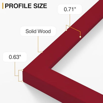 Vittanly Solid Wood 8x10 Picture Frames Set of 4, Red | 5x7 Picture Frame with Mat, Gallery Wall Frame Set, 8 x 10 Frame for Wall & Tabletop Display, Family, Pet, Christmas - color: Red, size: 8x10