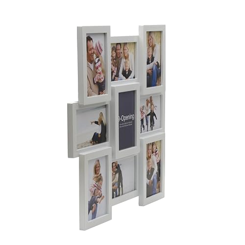 MELANNCO 18 x 18 Inch 9 Opening Photo Collage Frame, Displays Four 4x6 and Five 6x4 Inch Photos, White - color: White, size: 18 x 18 Inch