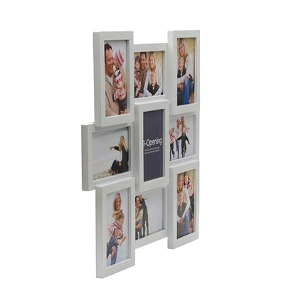 MELANNCO 18 x 18 Inch 9 Opening Photo Collage Frame, Displays Four 4x6 and Five 6x4 Inch Photos, White - color: White, size: 18 x 18 Inch