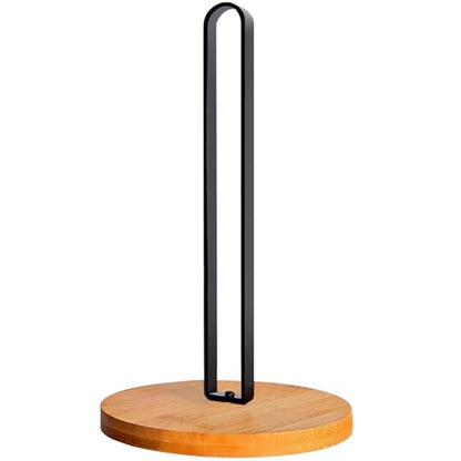TONLEA Wooden Paper Towel Holder Countertop, Kitchen-Towel-Holder FreeStanding with Non-Slip Base for Bathroom - color: Black