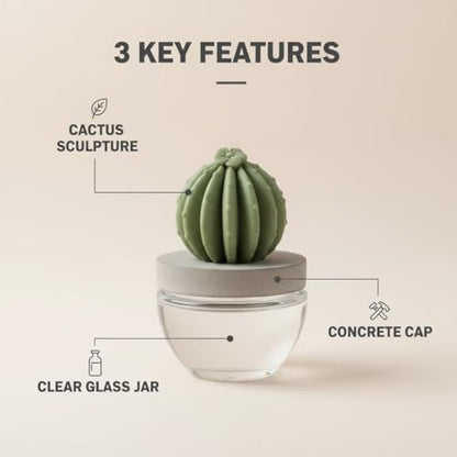 Reed Diffuser Set Ceramic Cactus Fragrance Diffuser-White Flower 3.38 fl oz (100 ml), Home Fragrance Reed Diffuser for Bathroom Office Living Room Dining Table Decor