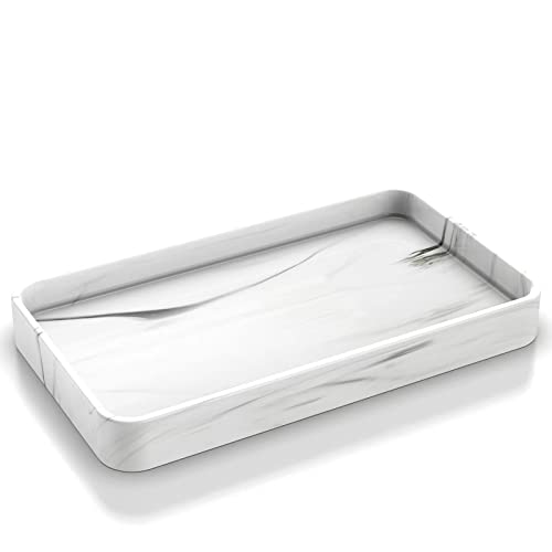 Gurygo 10" Vanity Tray for Bathroom - Hand Towel Tray Organizer for Paper Napkins - Bathroom Vanity Counter Organization - Ceramic Soap Dispenser Tray for Kitchen Counter (Marble White, Set/1)… - color: Marble White, size: 9.9" x 5.7" x 1.1"