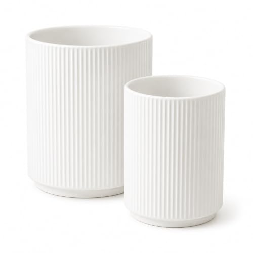 Utensil Holder,Ceramic Kitchen Utensils Holder for Countertop-Set of 2 | Utensil Crock for Kitchen Counter for Forks,Spatulas, Spoons,Ideal Housewarming Gifts & Mothers Day Gift-White - color: white-2