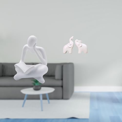 Abstract Reader Figurine Elephant Sculpture Human Figurine Decor Resin Elegant Modern Collectibles Suitable for Restaurant Shelf Hotel Office Living R