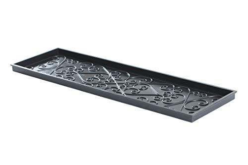 Anji Mountain AMB0BT4F-017 Black Rubber Boot/Shoe Tray with Coir, Fits 4 Pair (46.5" Wide), Cross Embossed Insert - color: Cross Embossed Insert, size: 46" x 14" x 1.5"