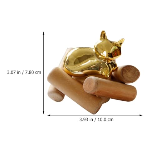 Golden Ceramic and Wood Animal Sculpture Decorative Home Ornament with Handy Design for Long-time Use, for Living Room or Gift