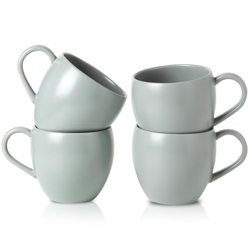 Coffee Mugs Set of 4, 16 oz Ceramic Coffee Cups for Latte, Tea, Milk, Cereal, Cappuccino, Stoneware Tea Cups for Housewarming Wedding Gifts, Microwave & Dishwasher Safe, Pebble Gray - color: Pebble Gray