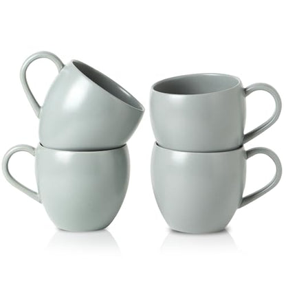 Coffee Mugs Set of 4, 16 oz Ceramic Coffee Cups for Latte, Tea, Milk, Cereal, Cappuccino, Stoneware Tea Cups for Housewarming Wedding Gifts, Microwave & Dishwasher Safe, Pebble Gray - color: Pebble Gray