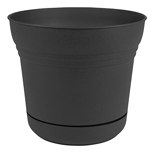 Bloem 010280 Saturn Planter with Saucer, 5", Black (SP0500), 5" - color: Black, size: 5"