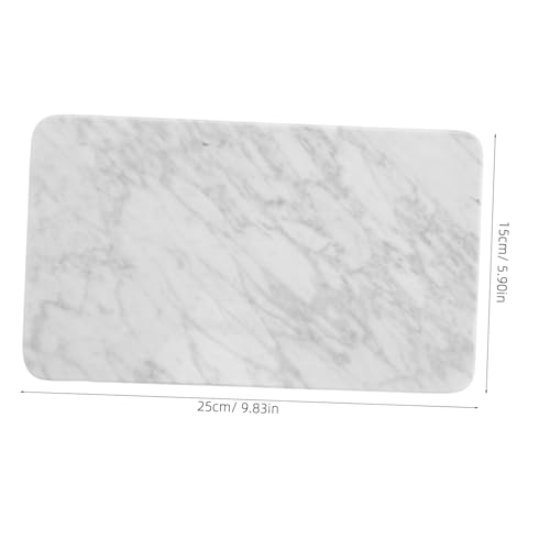 Marble Vanity Tray Decorative Organizer for Bathroom Kitchen Dresser Sturdy Natural with Non Slip Pads for Toiletries Essentials Elegant White Design