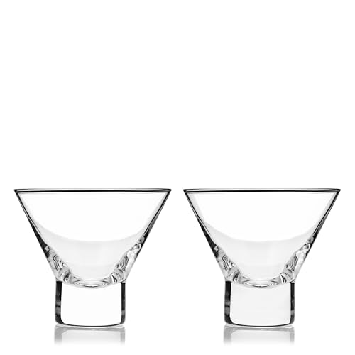 Viski Heavy Base Stemless Martini Glasses Set of 2, Crystal Cocktail Glasses for Vodka or Espresso Martini, Home Bar Glassware, Birthday Gifts for Women, Retirement Gifts for Men, 7.5 oz - style: Stemless Martini Glass