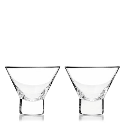 Viski Heavy Base Stemless Martini Glasses Set of 2, Crystal Cocktail Glasses for Vodka or Espresso Martini, Home Bar Glassware, Birthday Gifts for Women, Retirement Gifts for Men, 7.5 oz - style: Stemless Martini Glass