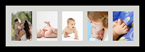 ArtToFrames Collage Photo Frame Single Mat with 5-5x7 Openings with Satin Black Frame and Candlewick mat. - color: 5 - 5x7 - (2137), size: Candlewick